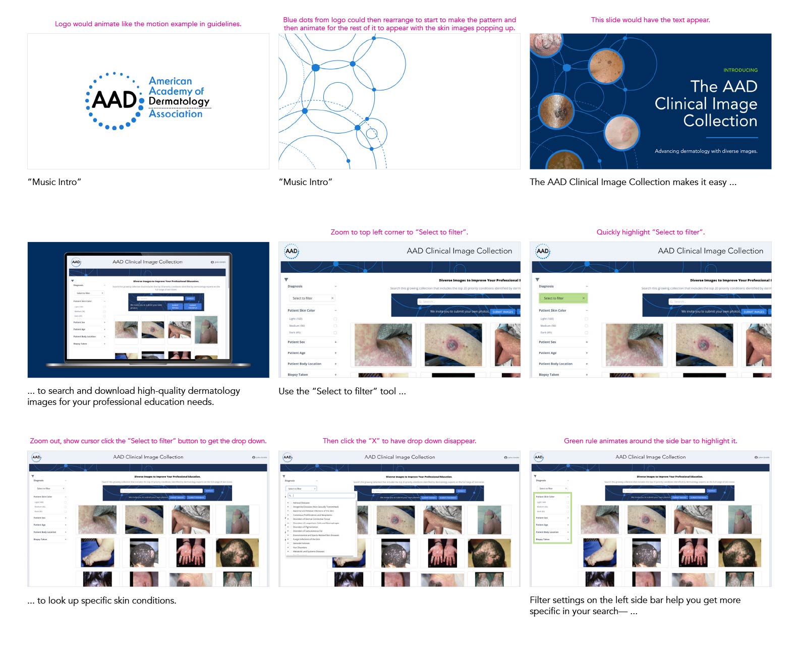 AAD Clinical Image Collection How To storyboard