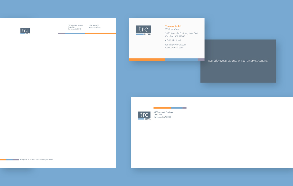 TRC Retail envelope business card and letterhead